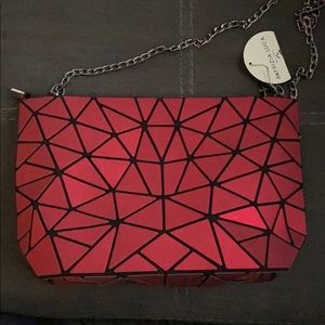 Brand New Geometric Red Purse.Clutch or crossbody!